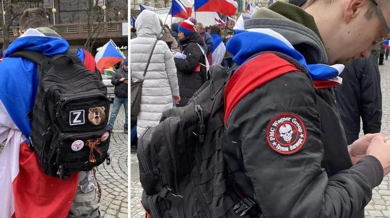 Extremistické symboly na protivládní demonstraci 11. 3. 2023 (Koláž: Romea.cz)