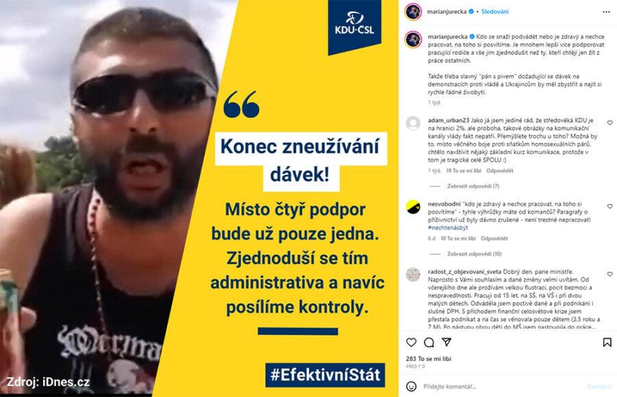 Grafika na Instagramu Mariána Jurečky (Printscreen: Zdeněk Ryšavý)