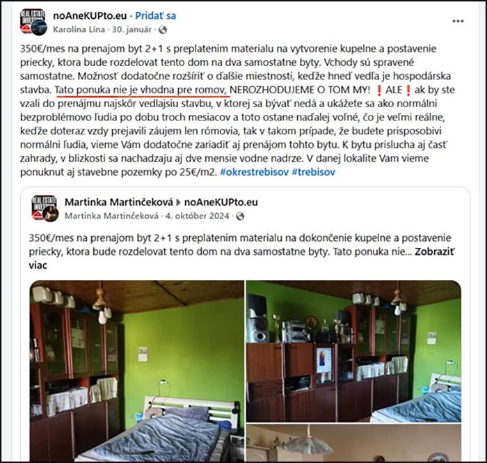 Repro inzerátu z facebookové skupiny, ZDROJ: Sára Danielová