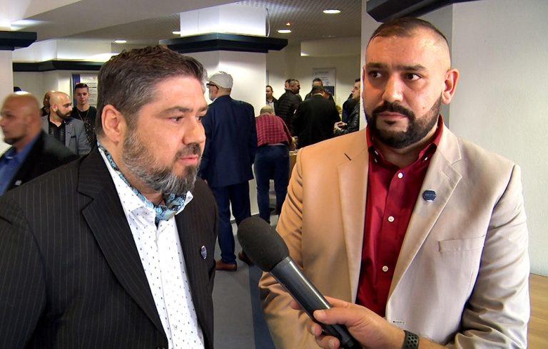 Emil Zajac and Marco Cavali, chairs of the political party Roma Luma in the Czech Republic, 18 March 2023 during an interview for ROMEA TV. (PHOTO: ROMEA TV)