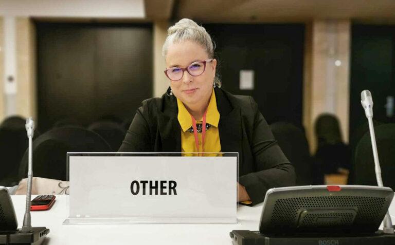 Gwendolyn Albert na konferenci OBSE 11. 10. 2023 ve Varšavě. (FOTO: Miroslav Brož)