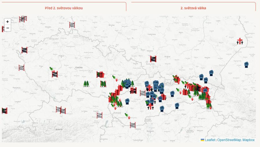 Náhled webových stránek databáze Svědectví Romů a Sintů - mapa (FOTO: Jana Baudyšová)